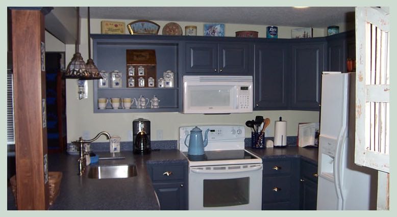 Navy kitchen cabinets