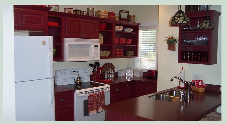 Red cottage kitchen